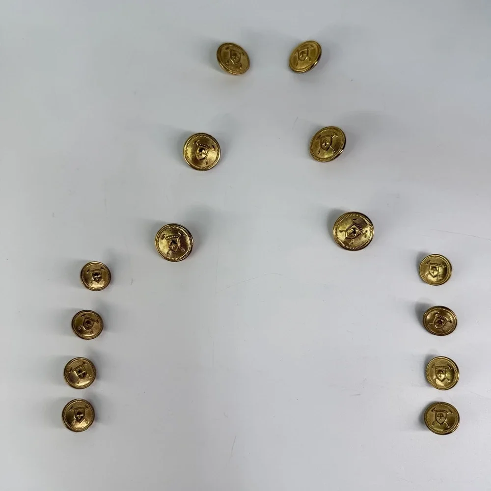 Vtg Polo Ralph Lauren Gold Buttons 14 Double Breasted Replacement Coat Shield